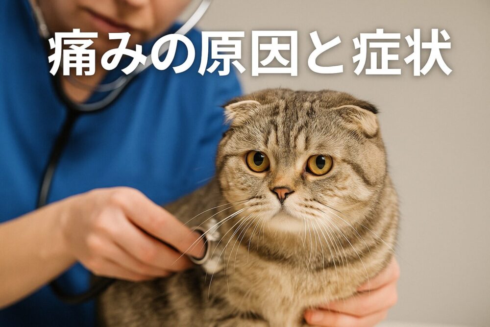 聴診器を当てられているスコティッシュフォールド