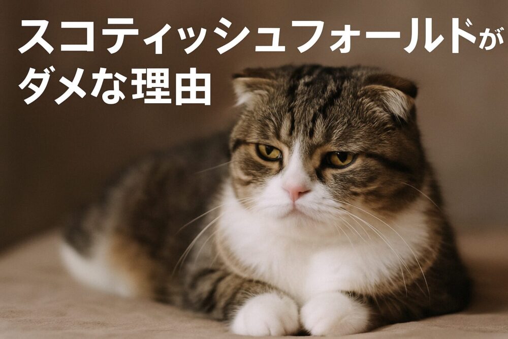 ふてくされた表情のスコティッシュフォールド